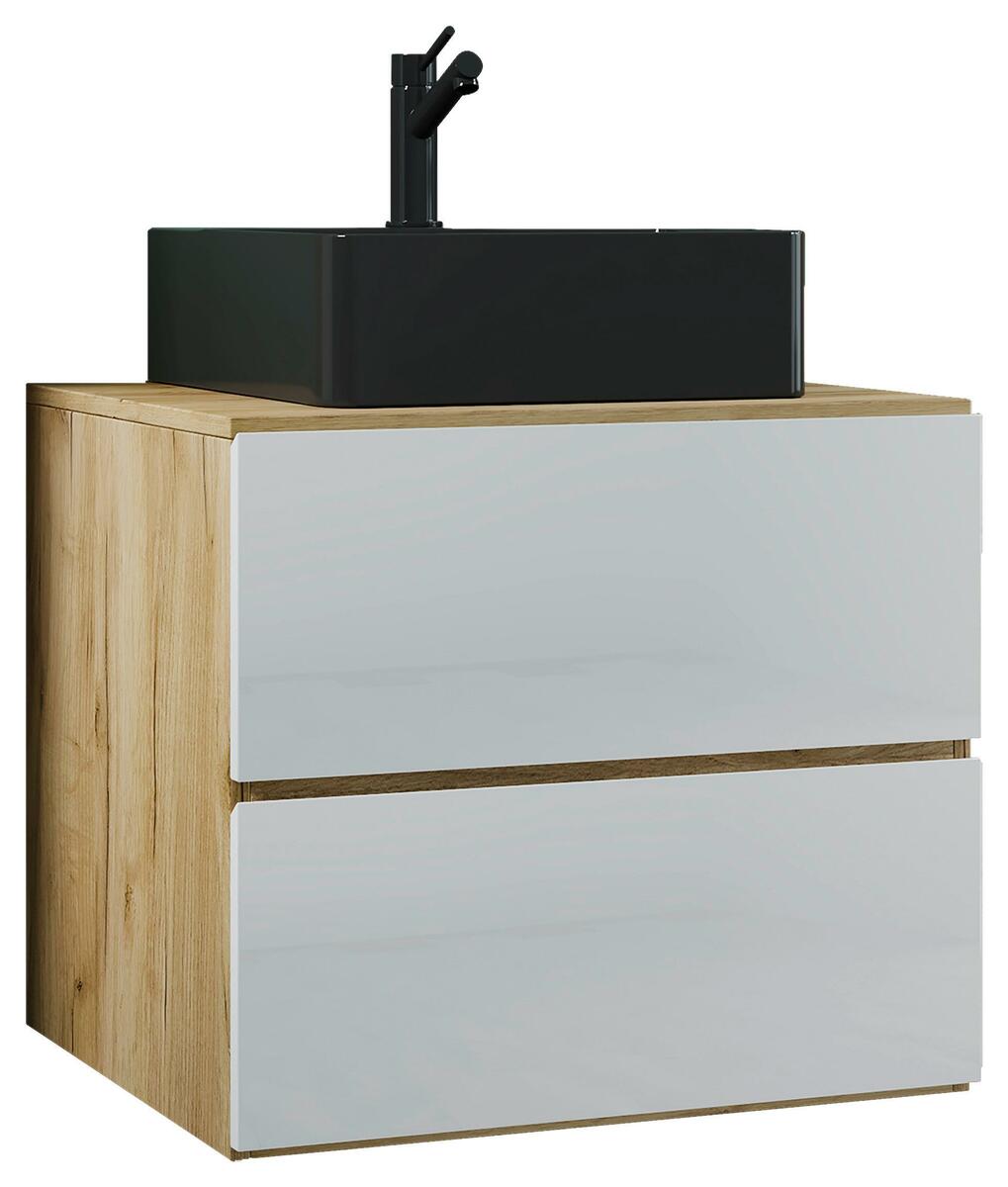 Bild 1 von Waschtischkombi 'Lendas', Honig Eiche, Weiß, Schwarz, Weiß, Honigeiche