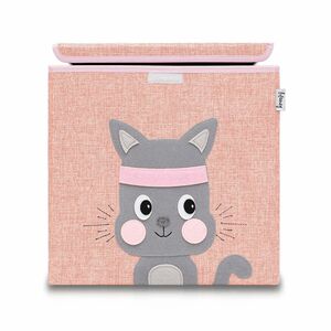 Lifeney Aufbewahrungsbox mit Deckel, Katze, rosa, 33x33x33cm