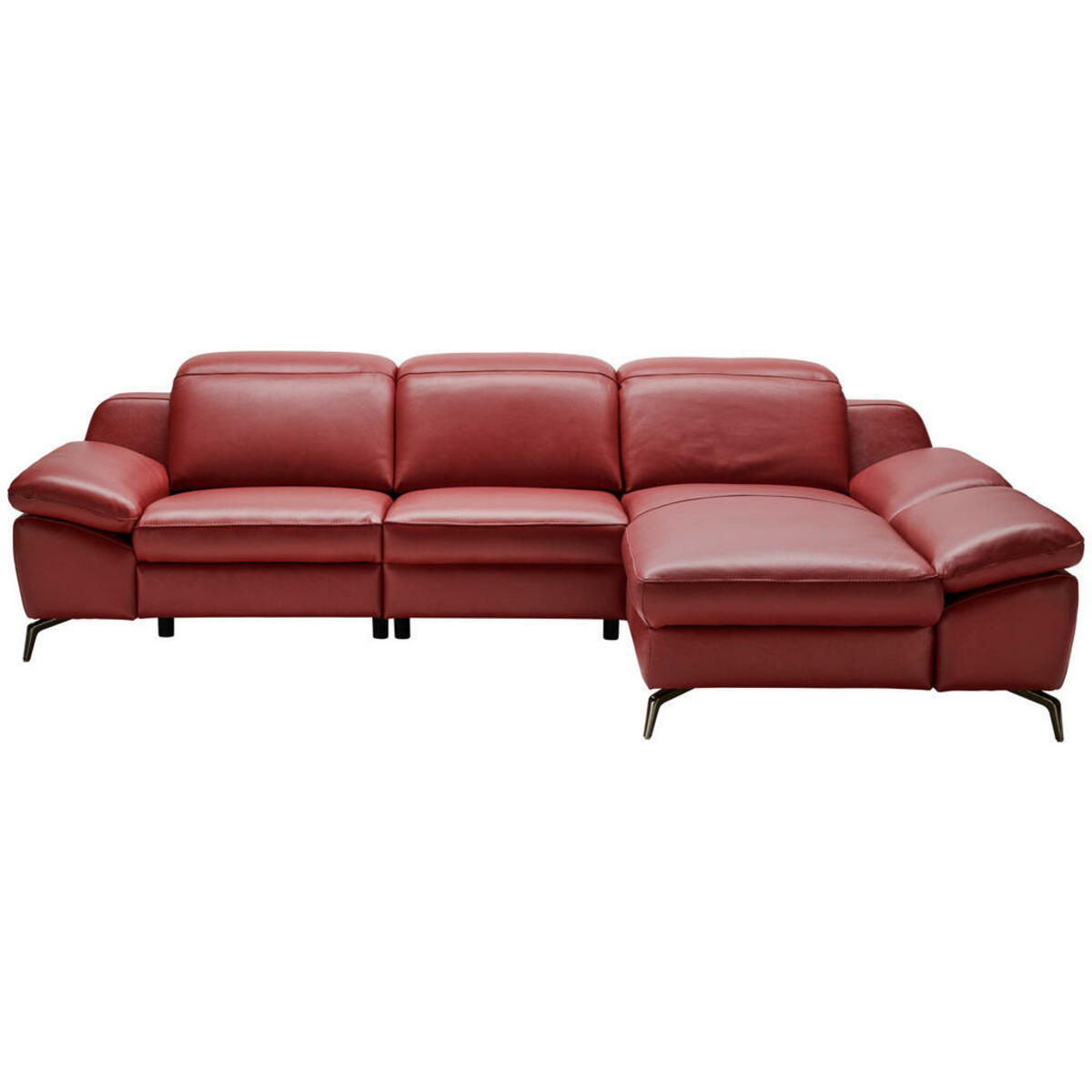 Bild 1 von Celina Home Ecksofa, Rot, Leder, Echtleder, Rindleder, 3-Sitzer, Ottomane rechts, L-Form, 286x183 cm, Made in EU, Typenauswahl, Fußauswahl, Lederauswahl, Stoffauswahl, seitenverkehrt erhältlich, Ho
