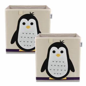Lifeney Aufbewahrungsbox 2er-Set Pinguin, beige, 33x33x33cm