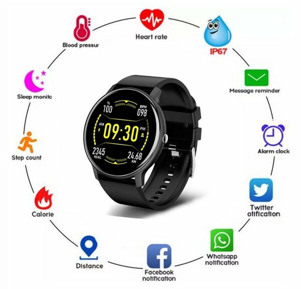 Bild 1 von XDeer Smartwatch mit Blutdruckmessung,Fitness-Tracker,Gesundheits-Tracker,IP67,wasserdichte Smartwatch für Damen und Herren Smartwatch (1.28 Zoll) Smartwatch (1,28 Zoll), it einem professionell