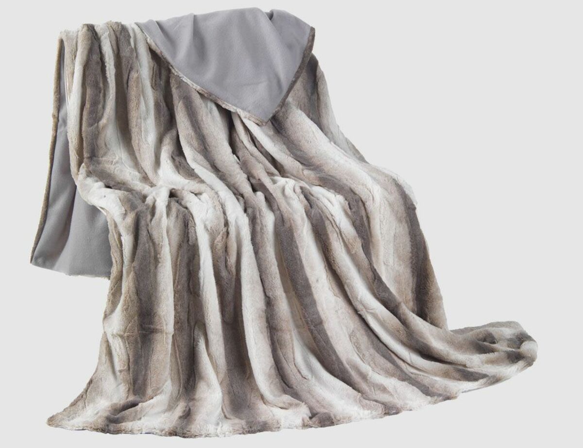 Bild 1 von Kuscheldecke Plüschoptik Grau, Beige