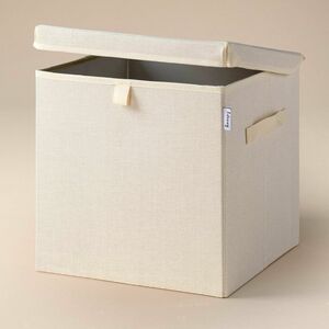 Lifeney Aufbewahrungsbox mit Deckel, beige, 33x33x33cm