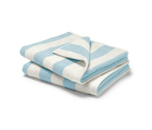 2 Handtücher, hellblau-weiß gestreift