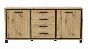 Sideboard 2 türig Artisan Eiche - Metall schwarz 178 cm - TRONDHEIM