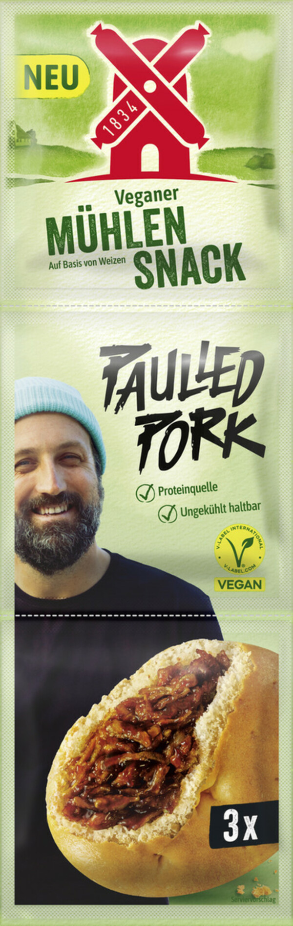 Bild 1 von Rügenwalder Mühle Veganer Mühlen Snack Paulled Pork 3x 40G