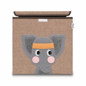 Lifeney Aufbewahrungsbox mit Deckel, Elefant, braun, 33x33x33cm