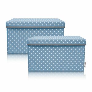 Lifeney Aufbewahrungsbox 2er-Set Punkte, blau, 25x37x21cm