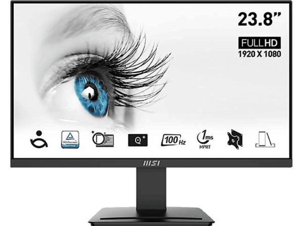 Bild 1 von MSI PRO MP2412DE 23,8 Zoll Full-HD Monitor (4 ms Reaktionszeit, 100 Hz), Schwarz