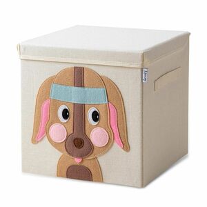 Lifeney Aufbewahrungsbox mit Deckel, Hund, beige, 33x33x33cm