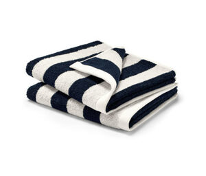 2 Handtücher, dunkelblau-weiß gestreift