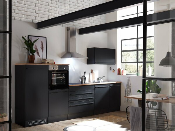 Bild 1 von Küchenzeile 320 cm - schwarz matt - inkl. Elektrogeräte - JAZZ