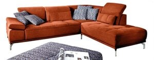 CASAVANTI Ecksofa CALUNA 273 x 234 cm Stoffbezug terraorange