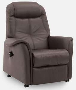 com4lux TV-Sessel mit Relaxfunktion Lederbezug moccabraun