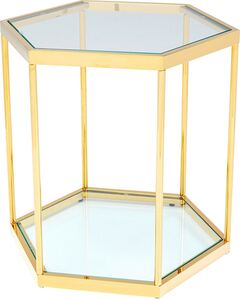 KARE DESIGN Beistelltisch COMB 55 cm goldfarbig - Edelstahlgestell - Sicherheitsglasplatte