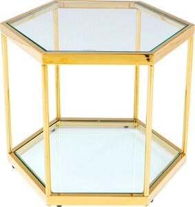 KARE DESIGN Couchtisch COMB 45 cm goldfarbig - Edelstahlgestell - Sicherheitsglasplatte
