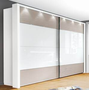 MONDO Kleiderschrank CASSANO Kieselgrau Nachbildung/Glas Weiß ca. 300 x 217 x 67 cm