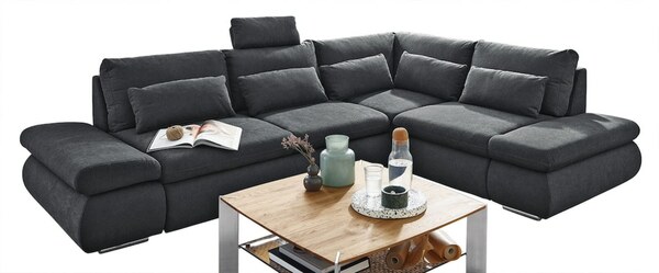 Bild 1 von CASAVANTI Ecksofa NEW YORK mit Schlaffunktion 300 x 222 cm Stoffbezug schwarz