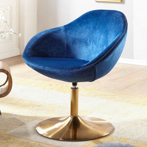 Wohnling Sessel blau gold Samt Eisen B/H/T: ca. 70x79x70 cm