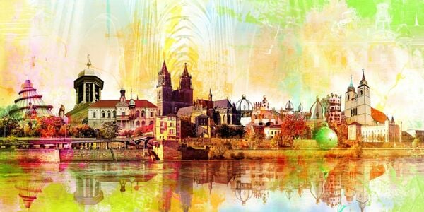 Bild 1 von PRO ART Alu-Art Bild MAGDEBURG SKYLINE 100 x 200 cm mehrfarbig