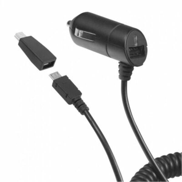 Bild 1 von Kfz-Ladekabel Nano Connect Micro/USB 1A schwarz inklusive MiniUSB Adapter
