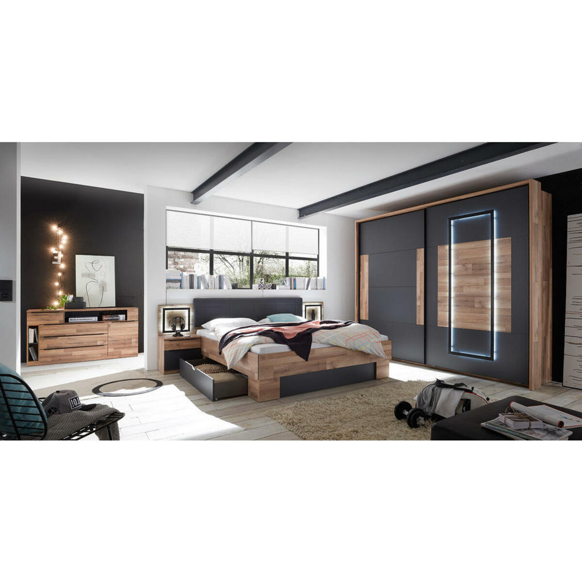 Bild 1 von James Bett Montana Oak/graphit 180 cm