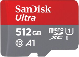 Sandisk microSDXC Ultra A1 (512GB) Speicherkarte + Adapter