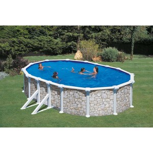Summer Fun Stahlwand Pool-Set Stein Dekor VENEZIA oval 610 x 375 x 120cm