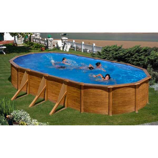 Bild 1 von Summer Fun Stahlwand Pool-Set Holz Dekor RAVENNA Aufstellb. oval 610 x 375 x 132