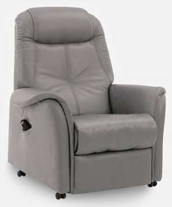 com4lux TV-Sessel mit Relaxfunktion Lederbezug granitgrau