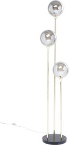 KARE DESIGN Retrofit Stehlampe AL CAPONE TRE 176 cm goldfarbig - H. 176 cm - 3 runde Lampenschirme aus getöntem Glas