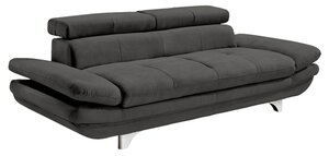 Sofa 3-Sitzer COTTA 104 x 233 cm Lederlook fangograu