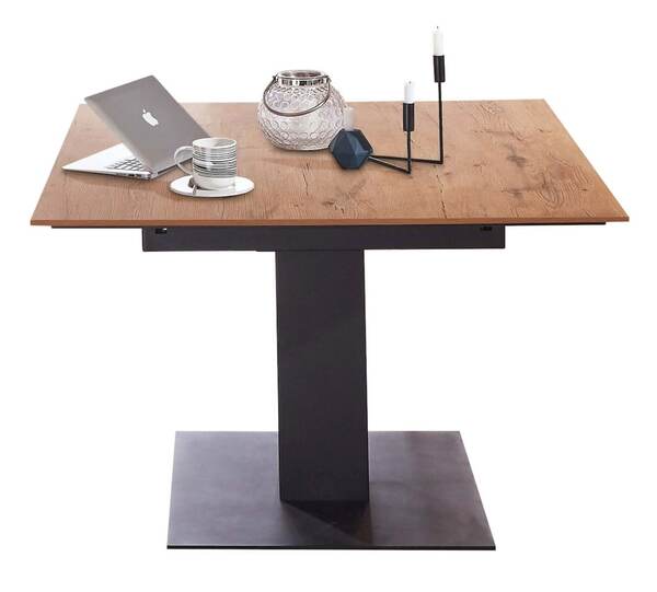 Bild 1 von MONDO Esstisch COMEDOR 120-180 x 120 cm Metall schwarz /HPL 3D Boston Eiche