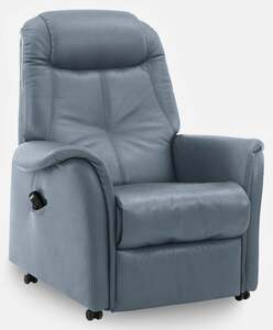 com4lux TV-Sessel mit Relaxfunktion Lederbezug oceanblau