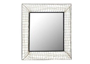 Spiegel Schwarz Rahmen geflochten ca. 105 x 105 cm