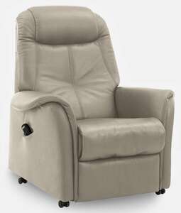 com4lux TV-Sessel mit Relaxfunktion Lederbezug linenbeige