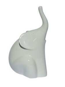 Dekofigur Elefant aus Keramik H 23 WHITE Weiß glänzend
