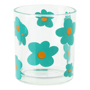 Teelichtglas mit Blumen-Print TÜRKIS