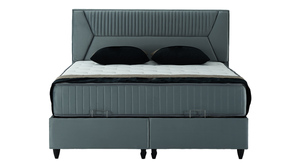 Boxbett 180 x 200 cm mit Bettkasten grau Stoffbezug - AYOLAS