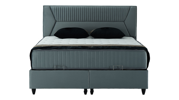Bild 1 von Boxbett 180 x 200 cm mit Bettkasten grau Stoffbezug - AYOLAS