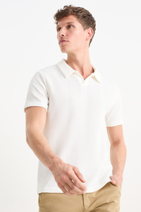 C&A Poloshirt-strukturiert, Weiß, Größe: M