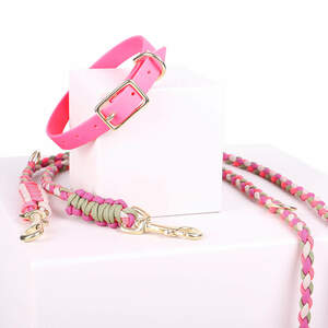 Zubehör Halsband Leinen Set Biothane Pink für Hunde - Pink/Pink / S