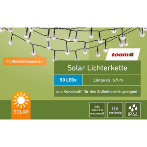 toom Solar-Lichterkette 50 LEDs warmweiß 490 cm