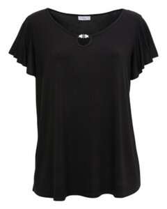 Schwarzes T-Shirt, Janina curved, Rundhalsausschnitt, schwarz