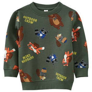 Kinder Sweatshirt mit Allover-Print DUNKELGRÜN