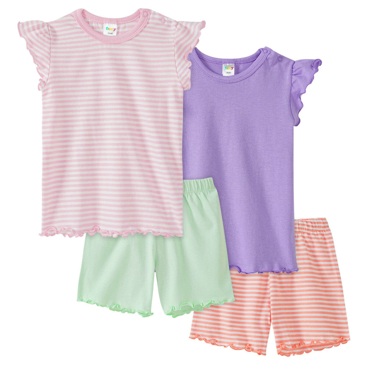 Bild 1 von 2 Baby Shortys mit Wellenbündchen ROSA / LILA / MINT