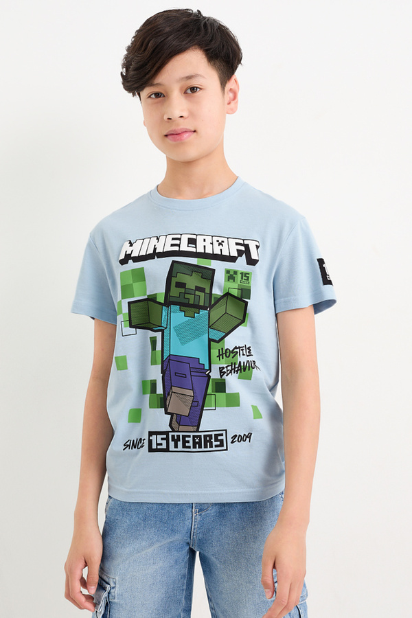 Bild 1 von C&A Minecraft-Kurzarmshirt, Blau, Größe: 140