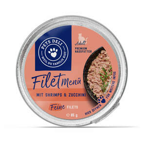 Nassfutter "Filet Menü" Hühnerfilet mit Shrimps - 85g / 12er Pack