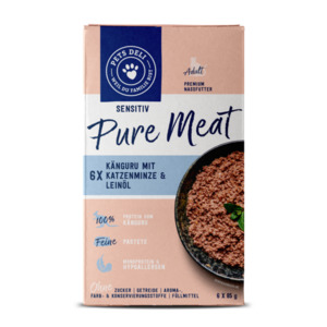 Nassfutter "Pure Meat" Känguru mit Katzenminze - 200g / 6er Pack