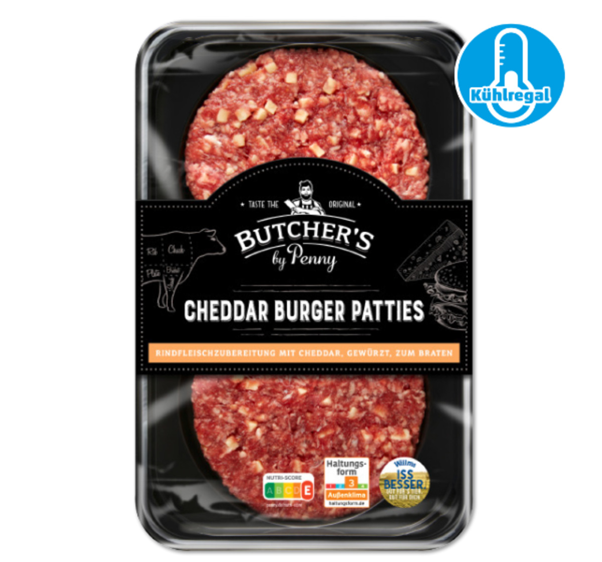 Bild 1 von BUTCHER’S Beef Burger Patties Cheddar oder Pepper*